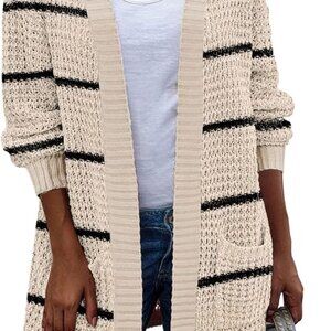 Women's 2025 Fall Open Front Cardigan Long Batwing Sleeve Chunky Knit Sweater Lo